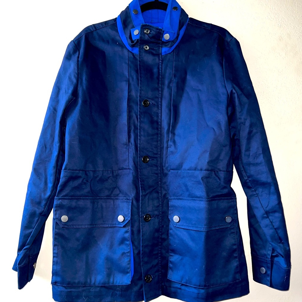 Size Medium, navy blue, Tommy Hilfigure jacket, zipper and buttons intact